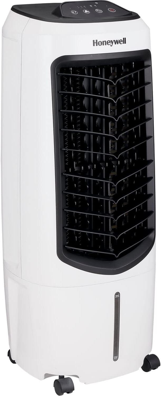 Honeywell ventilateur et humidificateur blanc, compact et portable, débit 194 CFM, réservoir 2,6 gallon, 3 vitesses avec louvers oscilants, parfait pour bureau ou mais