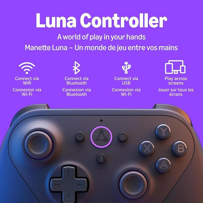 Manette Luna officielle blanche/sombre, sans fil, ergonomique et réactive, compatible consoles et PC pour gaming.