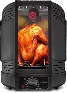 "NutriChef Rôtissoire verticale pour comptoir – machine rotative pour shawarma et kebab avec brochette, tour de panier, grille à rôtir, tour de volaille, plateau d'égouttement"