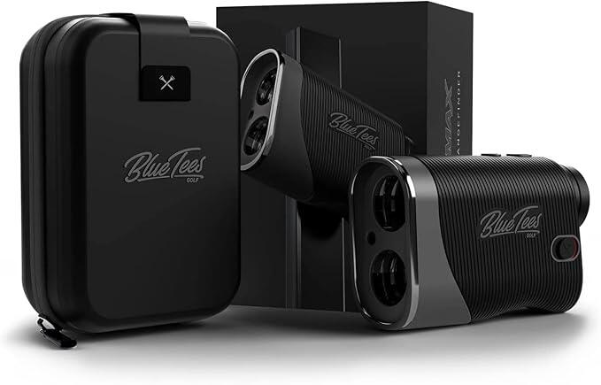 Télémètre de golf Blue Tees Série 3 Max+ avec portée 914,4 m, grossissement 6X, mesure de pente, verrouillage du pôle et bande magnétique.