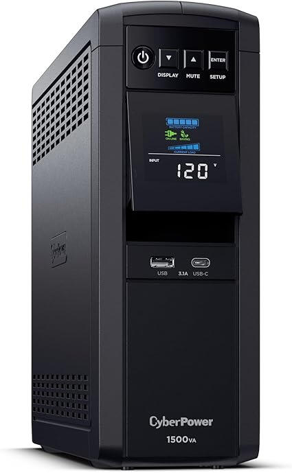UPS CyberPower CP1500PFCLCD 1500 VA / 900 W, onduleur à onde sinusoïdale pure, compatible PFC actif, protection contre coupures et surtensions