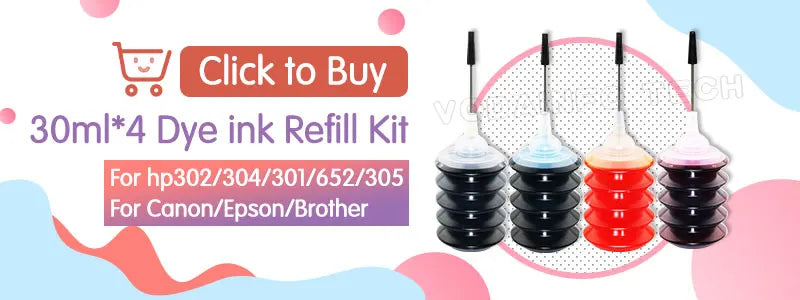 Universal Printer Ink Dye Refill Kit For Canon HP Epson 301 302 304 305 Cartridge deskjet Ecotank compatible inks