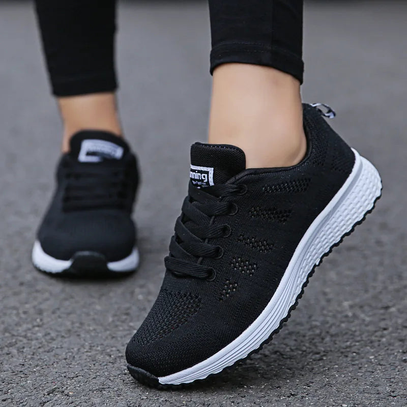 Women's Breathable Mesh Walking Sneakers – Lightweight Casual Flat Shoes