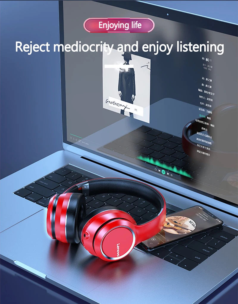 Lenovo HD200 Wireless Bluetooth Over-Ear Headphones – Noise Cancelling Gaming Headset