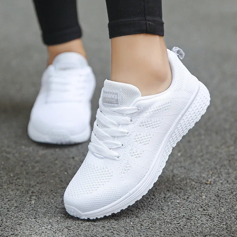 Women's Breathable Mesh Walking Sneakers – Lightweight Casual Flat Shoes
