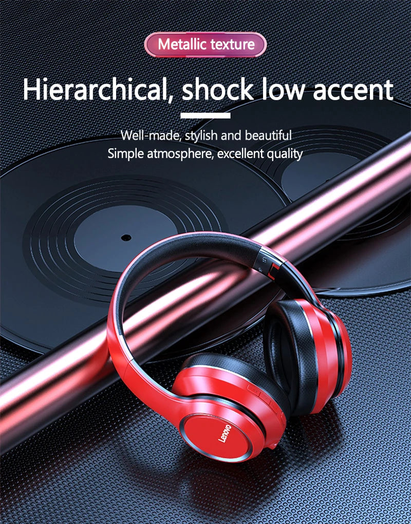 Lenovo HD200 Wireless Bluetooth Over-Ear Headphones – Noise Cancelling Gaming Headset