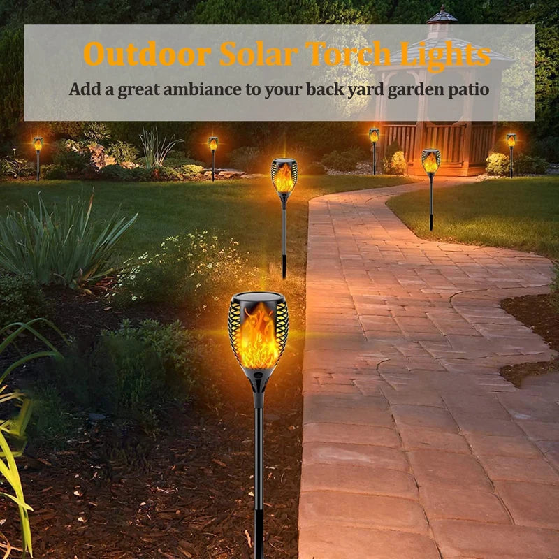 96 LED Solar Torch Lights – Waterproof Flickering Flame Garden & Patio Lights