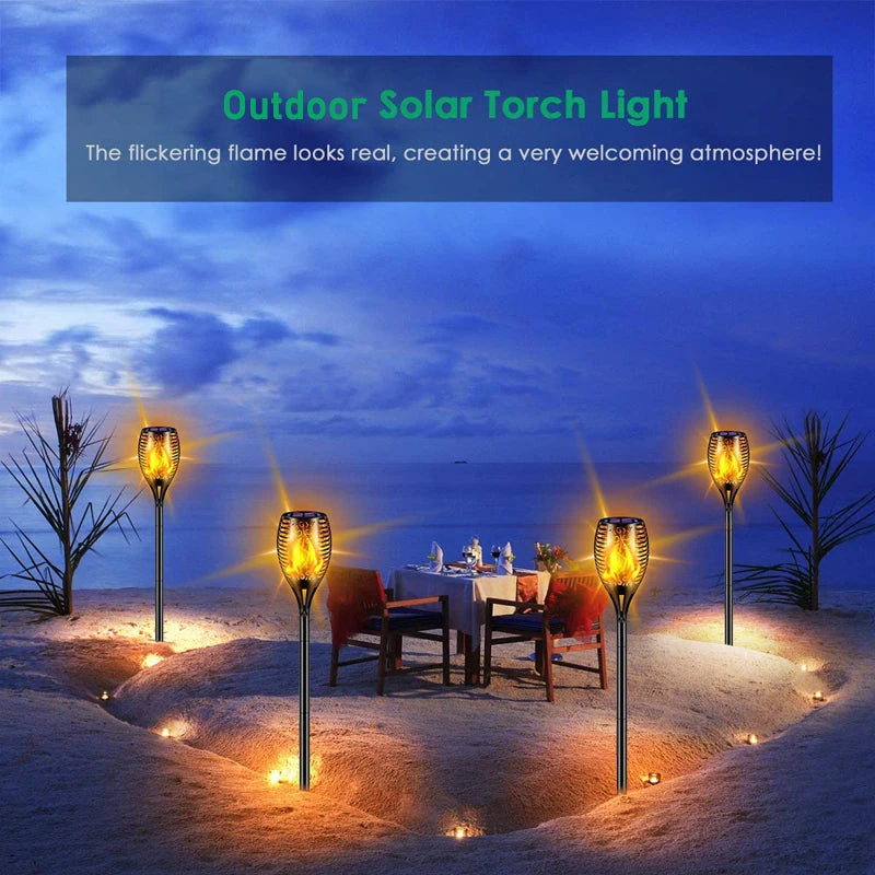 96 LED Solar Torch Lights – Waterproof Flickering Flame Garden & Patio Lights