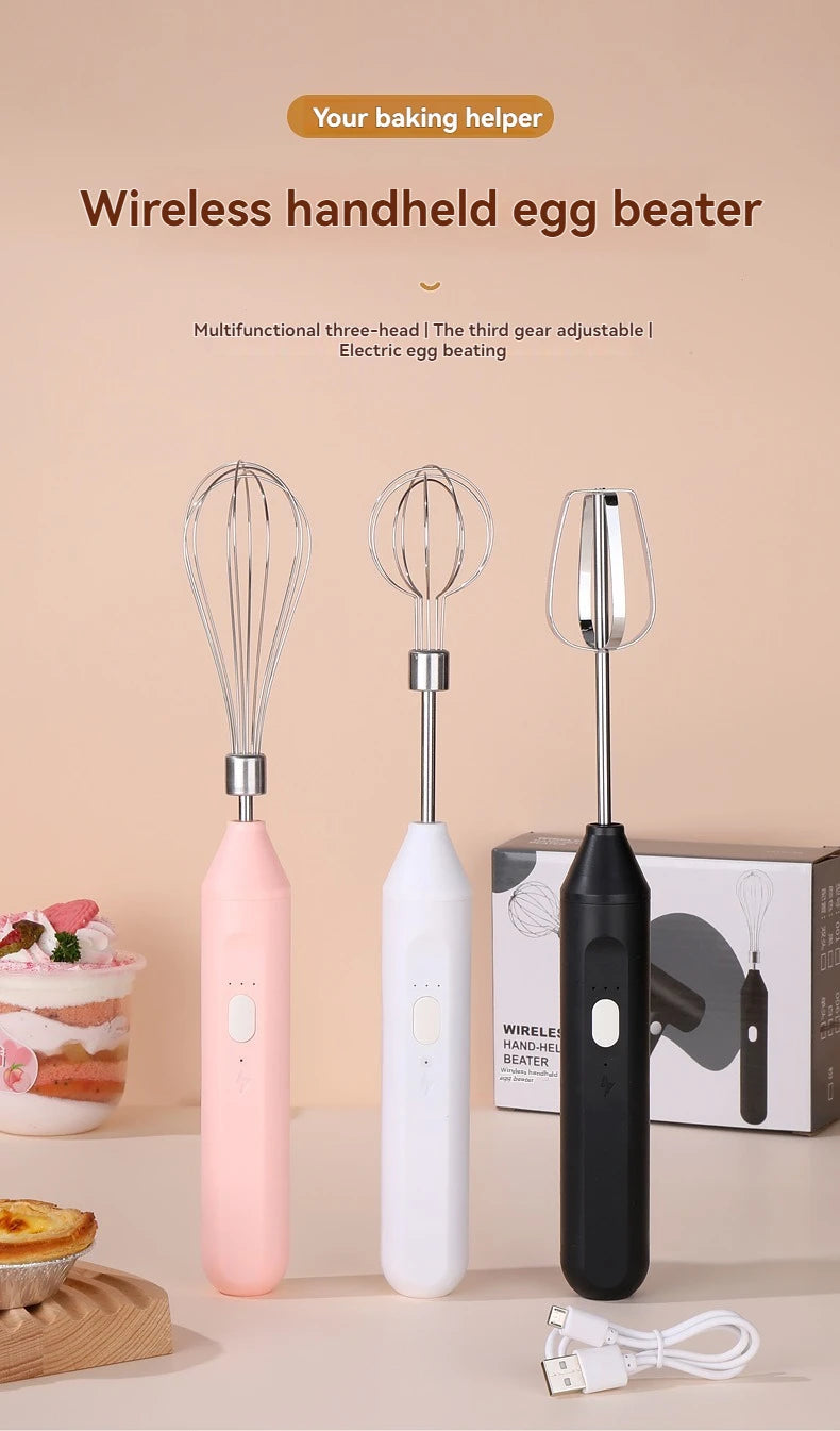 Sistema Batidor Inalámbrico Multiusos | Batidora de Mano Compacta con Espumador de Leche y Agitación Automática para Repostería, Café y Nata