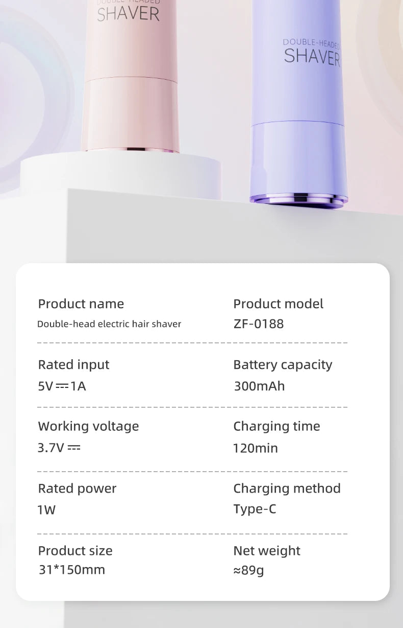 Women Electric Epilator – Rechargeable Dual Head Hair Removal Device for Body Grooming & Smooth Skin Care