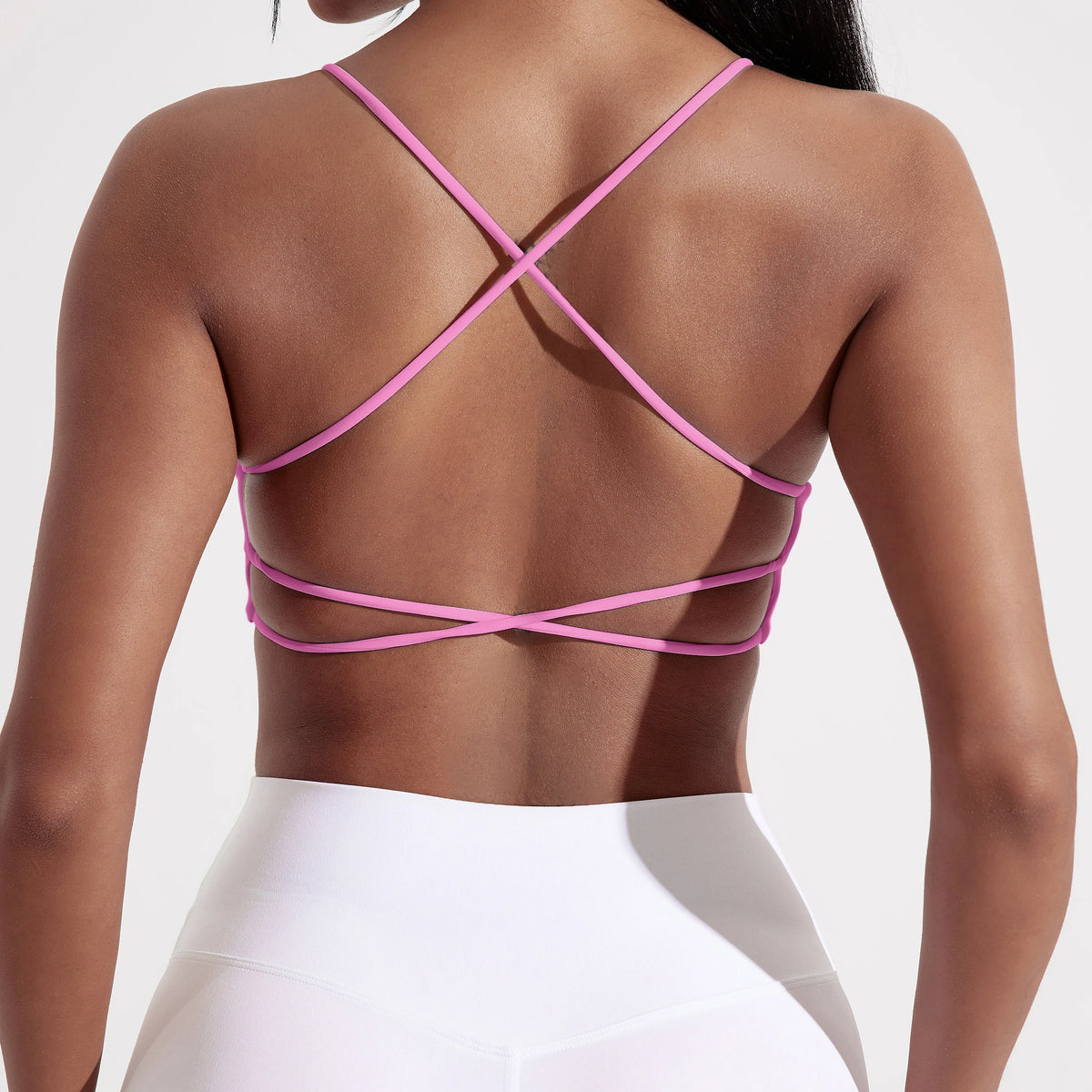 Brassière de sport femme dos croisé – Haut de fitness et yoga haute résistance avec coussinets de poitrine