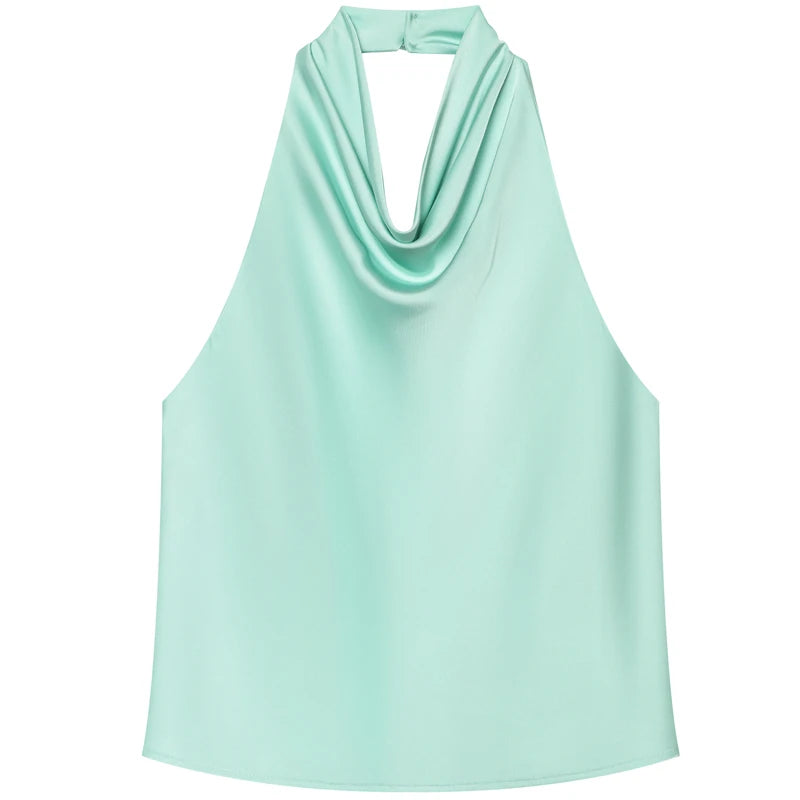 Haut corset dos nu à encolure américaine en satin pour femme – Débardeur élégant pour soirée d'été