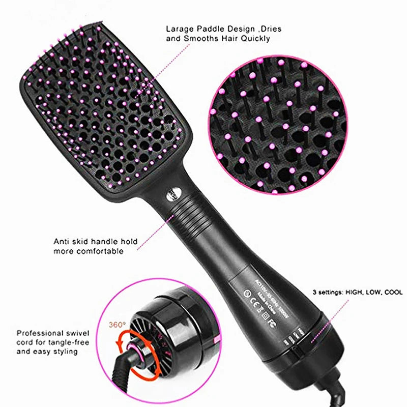 Brosse séchante à air chaud tout-en-un – Appareil de coiffage aux ions négatifs pour lisser, défroisser et donner du volume