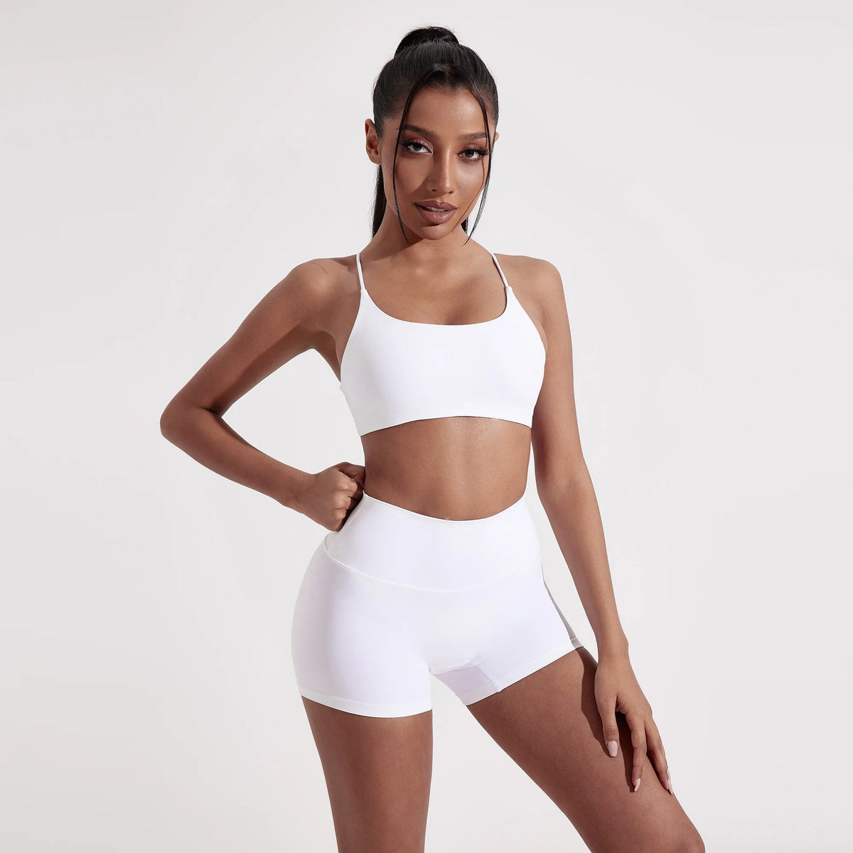 Brassière de sport femme dos croisé – Haut de fitness et yoga haute résistance avec coussinets de poitrine