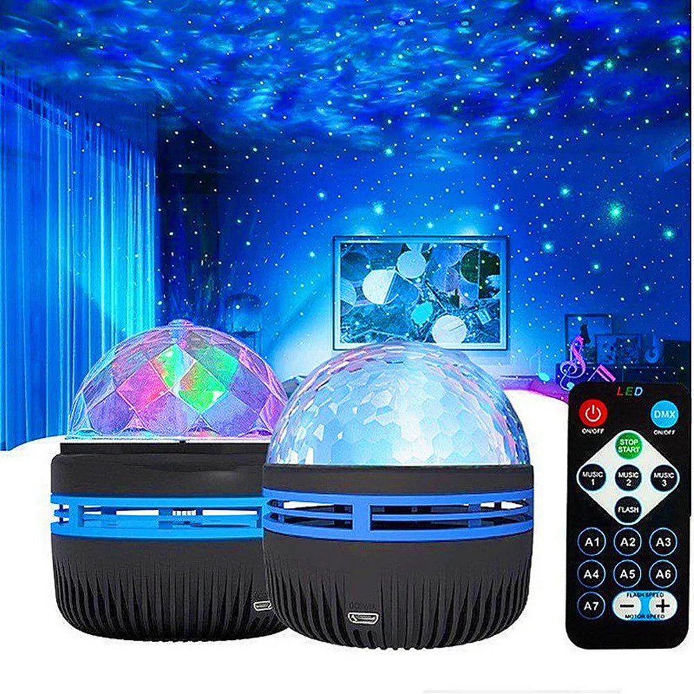 USB Galaxy Aurora Projector – RGB 360° Rotating Night Light with Remote