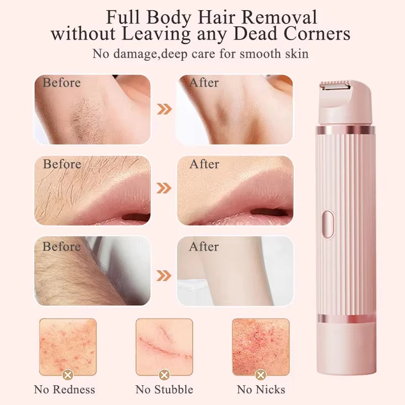 2026 New Women Electric Shaver Waterproof 2 in 1 Double Head Bikini Hair Trimmer Detachable Head Wet Dry Shaver