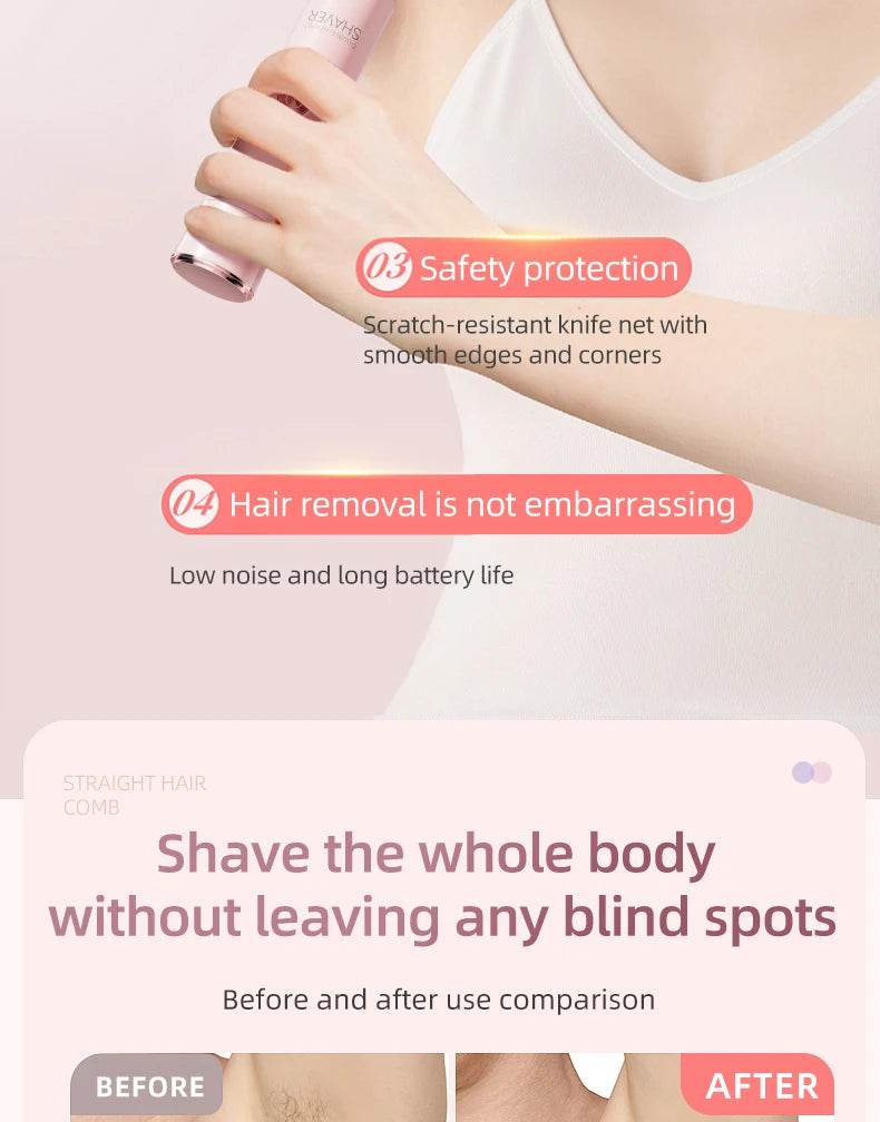 Women Electric Epilator – Rechargeable Dual Head Hair Removal Device for Body Grooming & Smooth Skin Care