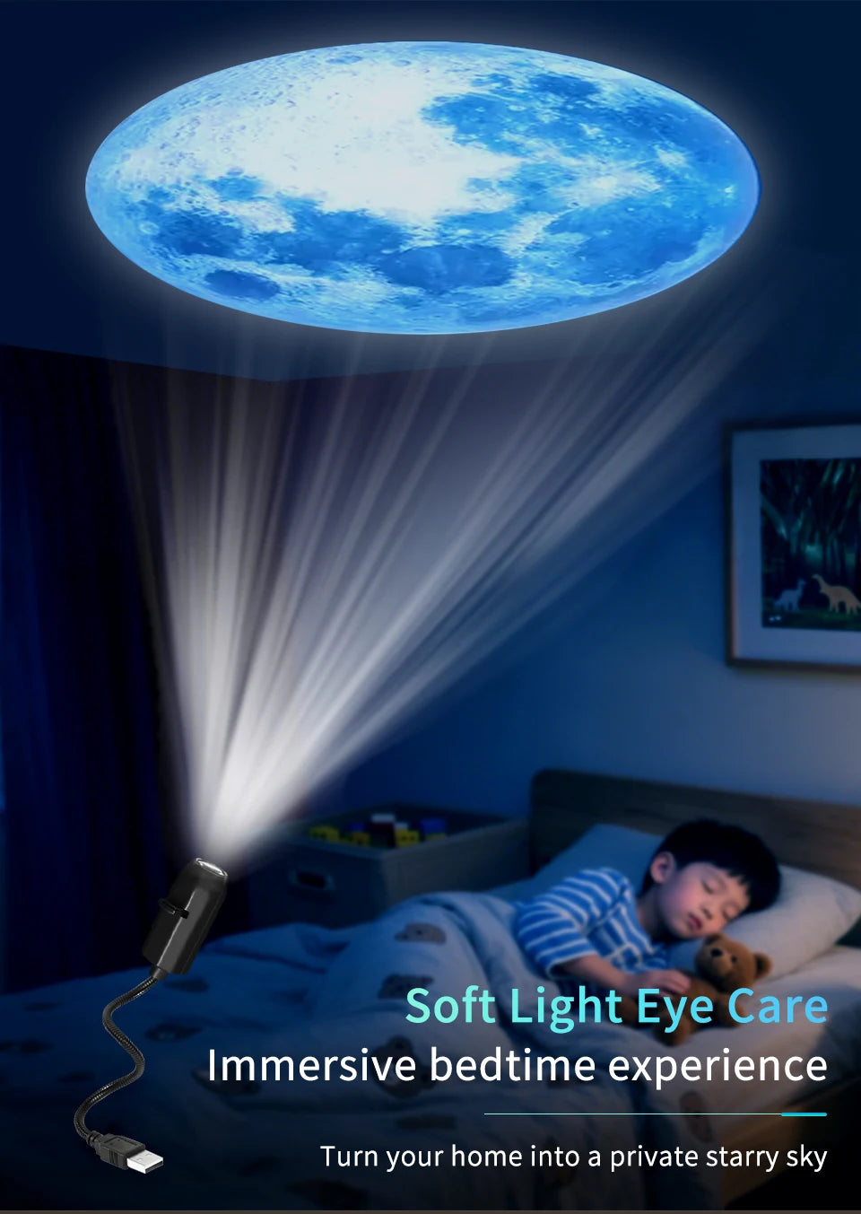 Lampe projecteur planétaire à connexion USB directe et diapositives de projection – Éclairage d'ambiance LED pour Halloween et Noël