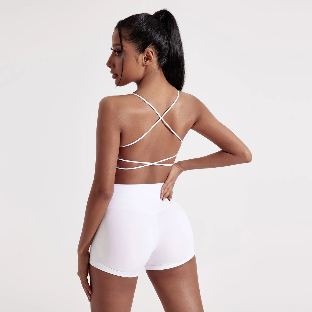 Brassière de sport femme dos croisé – Haut de fitness et yoga haute résistance avec coussinets de poitrine