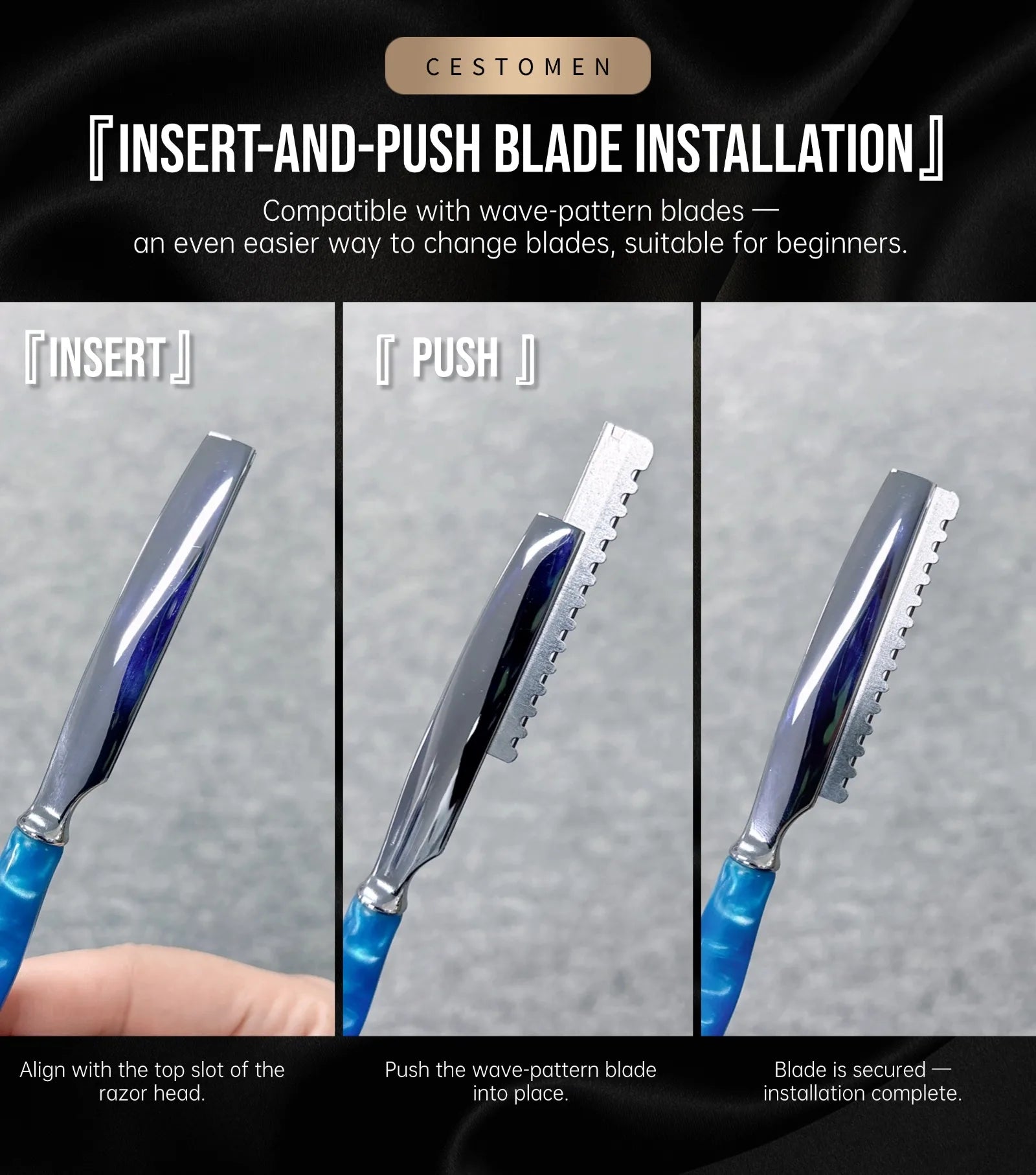 Professional Straight Razor for Men – Wooden Handle Barber Shaving Razor with Stainless Steel Blade