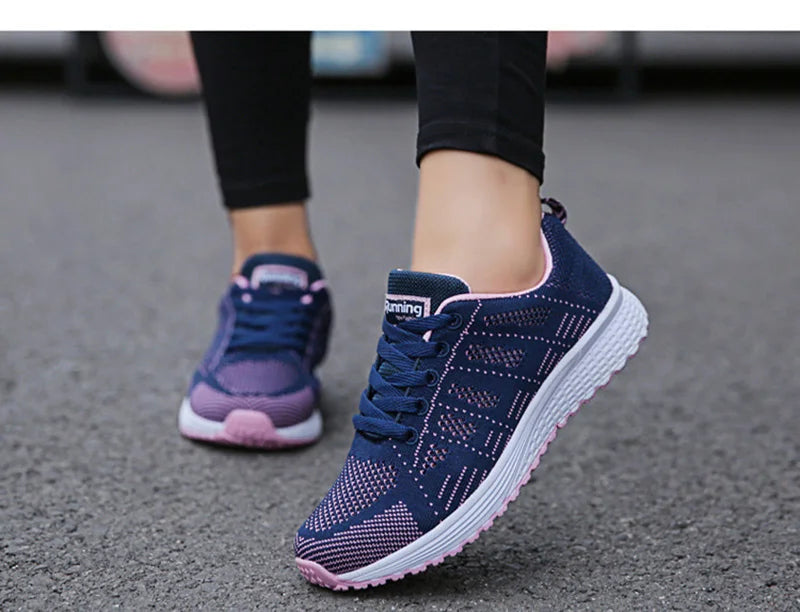 Women's Breathable Mesh Walking Sneakers – Lightweight Casual Flat Shoes