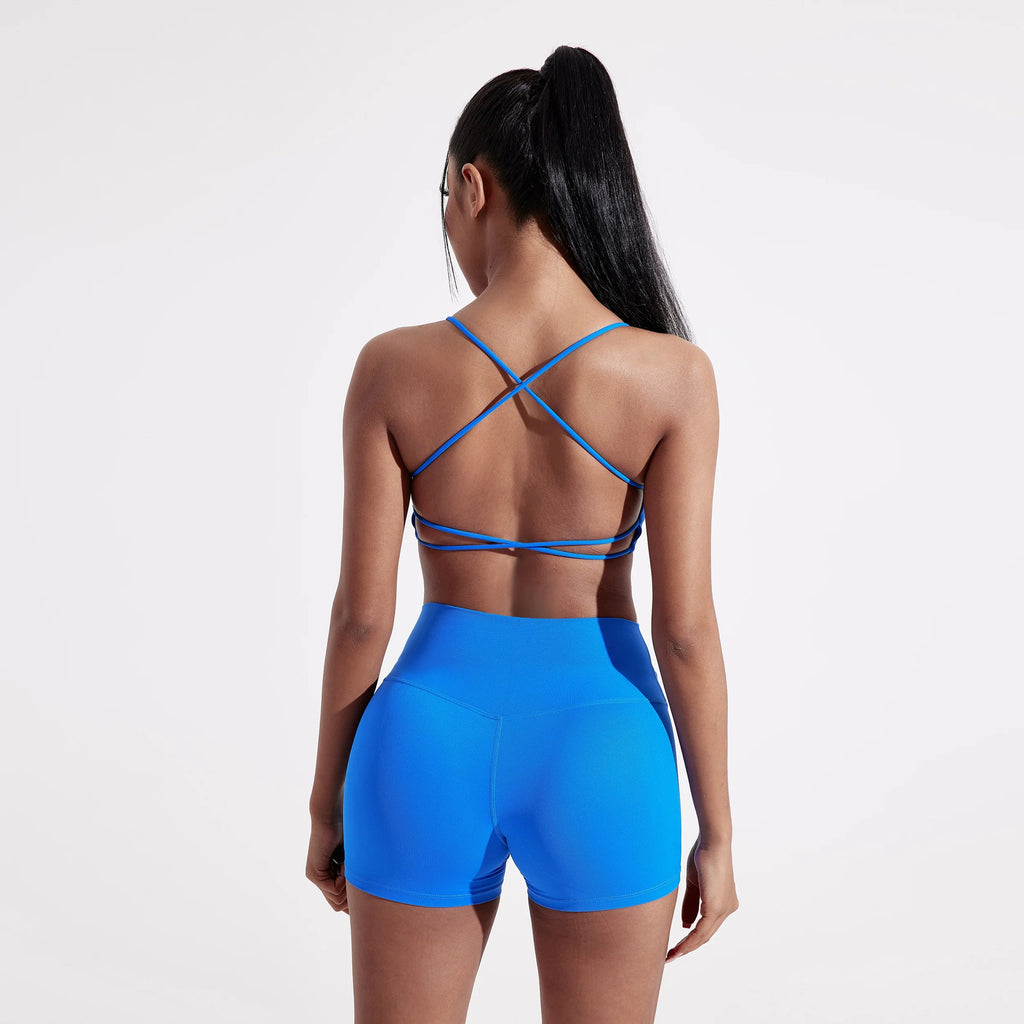 Brassière de sport femme dos croisé – Haut de fitness et yoga haute résistance avec coussinets de poitrine