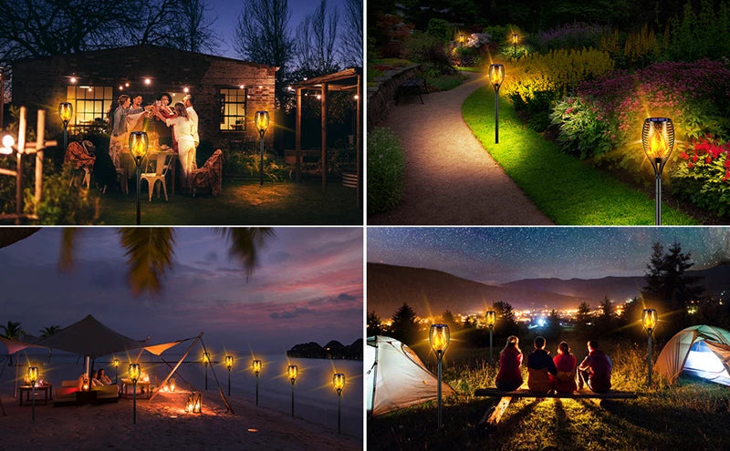 96 LED Solar Torch Lights – Waterproof Flickering Flame Garden & Patio Lights