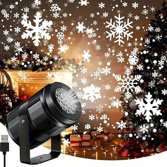 Projecteur de lumières pour Halloween et Noël – Décoration LED rotative avec citrouilles, flocons de neige et motifs festifs