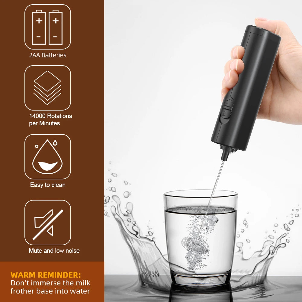 Espumador de leche eléctrico Batidor mezclador para café, mezclador de bebidas portátil eléctrico mini espumador a pilas