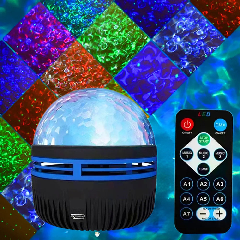 USB Galaxy Aurora Projector – RGB 360° Rotating Night Light with Remote