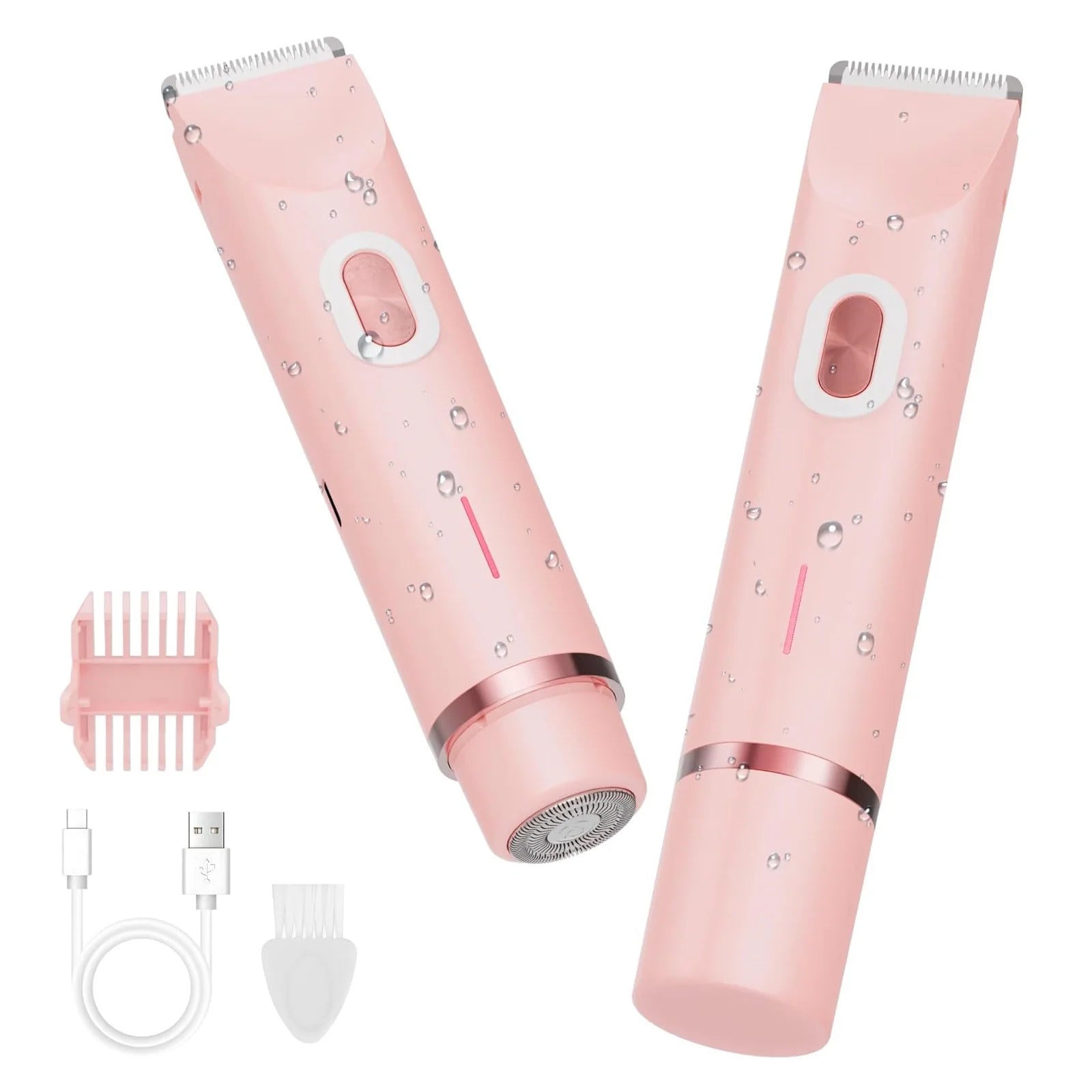 Bikini Trimmer for Women, 2 in 1 Dual Head Bikini Shaver & Body Shaver, Cordless & Waterproof Painless Electric Hair Removal