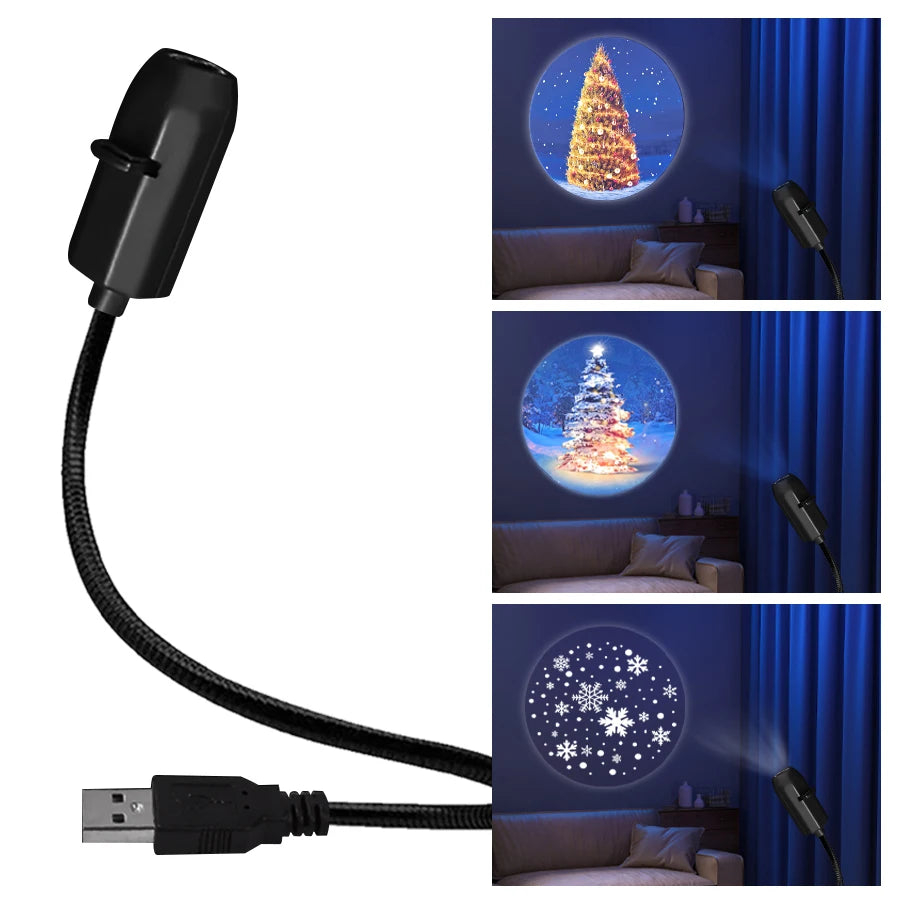 Lampe projecteur planétaire à connexion USB directe et diapositives de projection – Éclairage d'ambiance LED pour Halloween et Noël