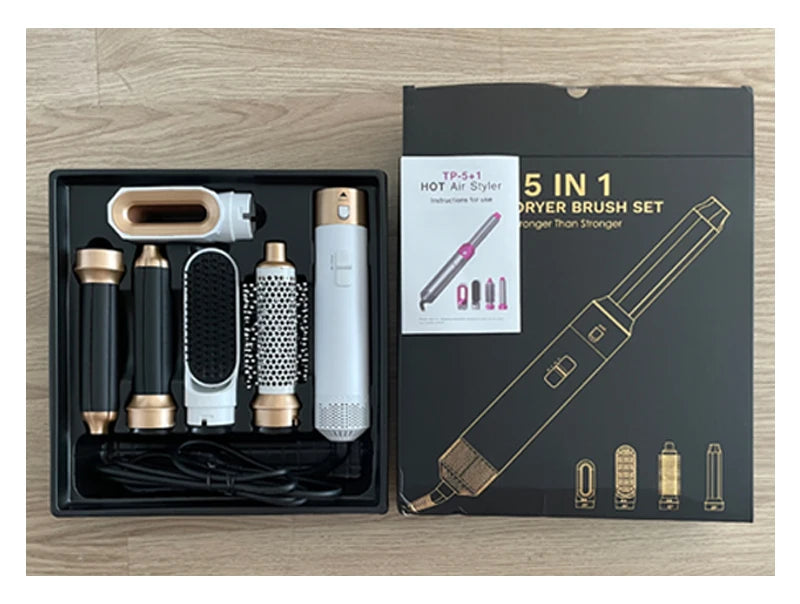 Ensemble brosse à air chaud et outil de coiffage professionnel 5-en-1 – Bouclez, lissez et donnez du volume