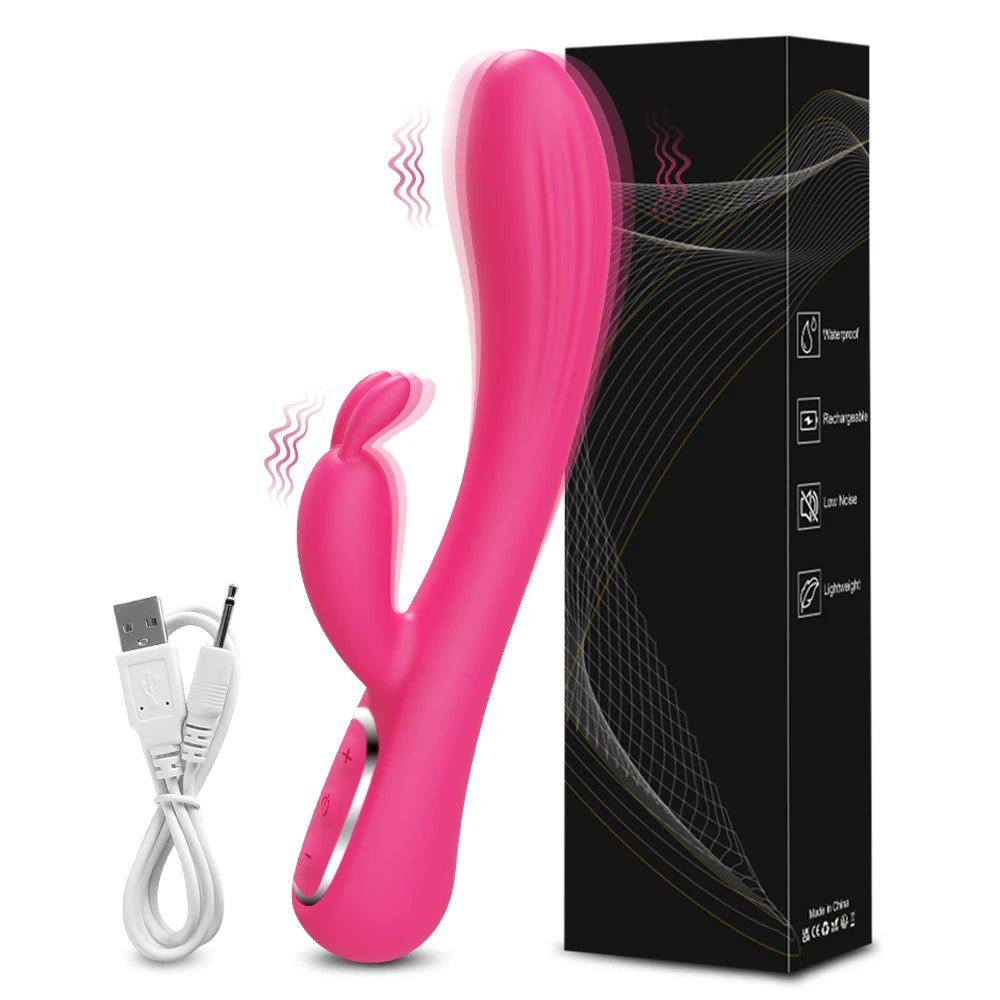 Powerful Rabbit Vibrator for Women Female Heating Dildo Clitoris Stimulator G Spot Vagina Nipple Massager Sex Toys for Adults