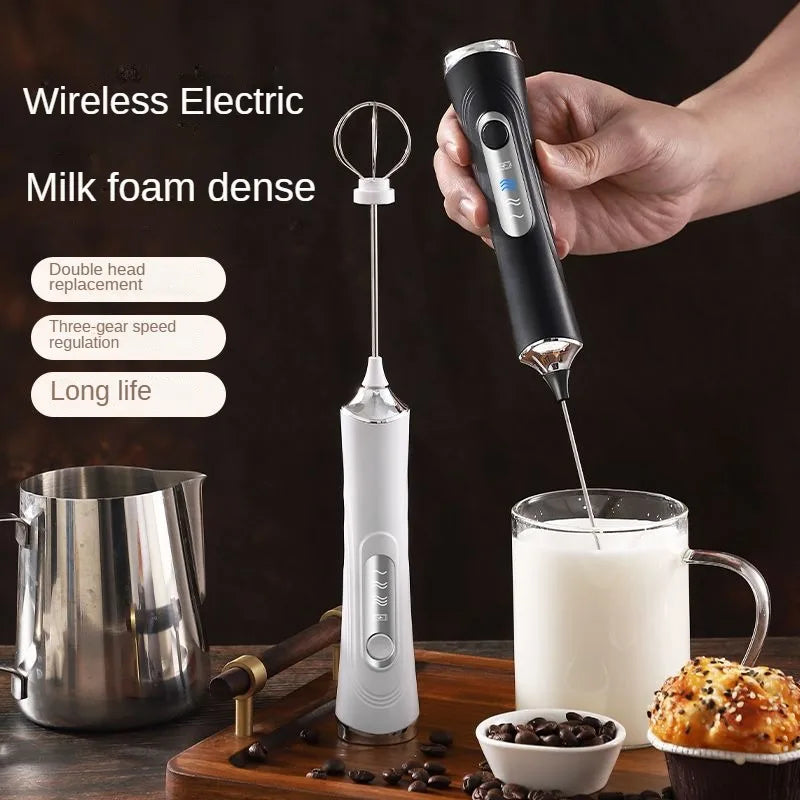 Batidora eléctrica USB, espumador de leche y café de mano, licuadora portátil de 3 velocidades, para hacer mantequilla, herramienta de cocina, mezclador de ingredientes
