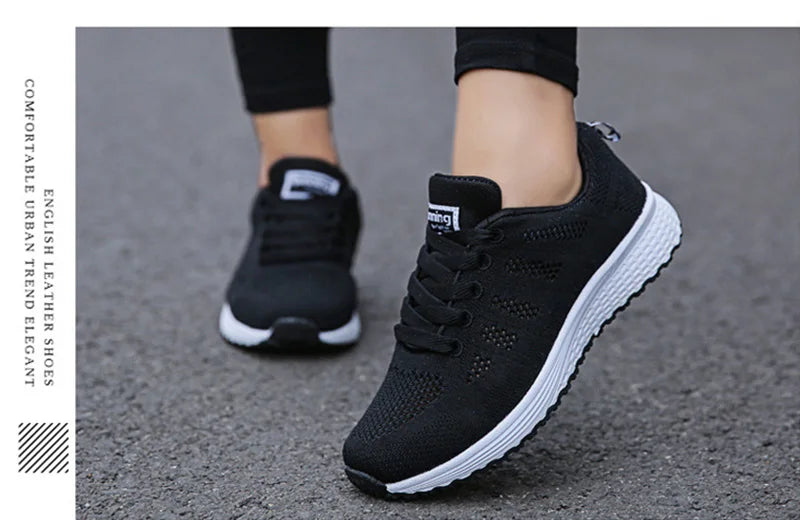 Women's Breathable Mesh Walking Sneakers – Lightweight Casual Flat Shoes