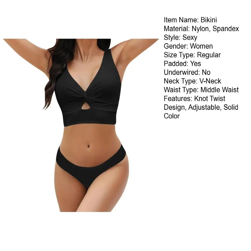 Sexy Knot Twist Bikini Set Women Adjustable Tankini Top Thong Swimsuit High Waist Beachwear 2026 Summer Swimwear