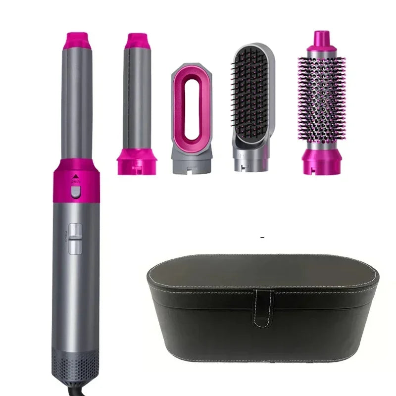 Ensemble brosse à air chaud et outil de coiffage professionnel 5-en-1 – Bouclez, lissez et donnez du volume