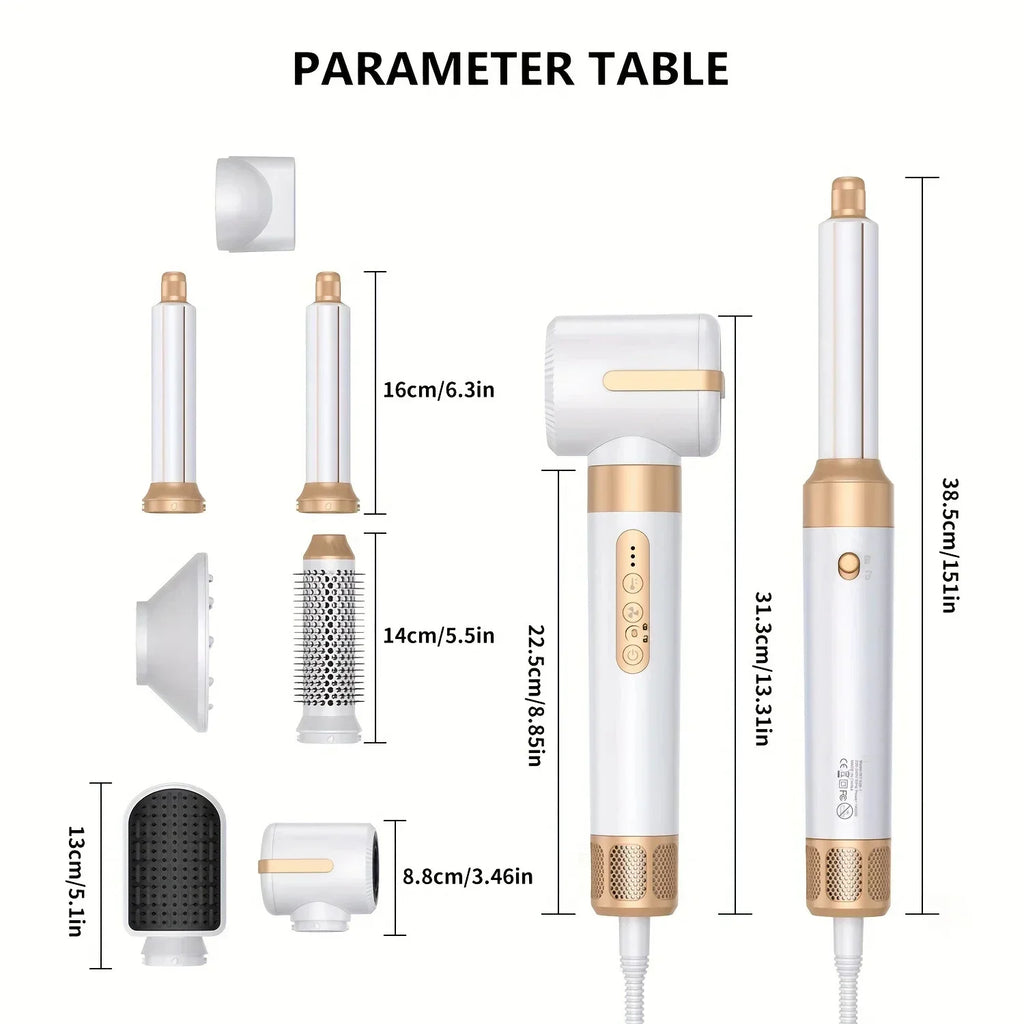 Sèche-cheveux professionnel 7-en-1 et brosse soufflante multi-coiffage – Moteur haute vitesse, technologie à ions négatifs