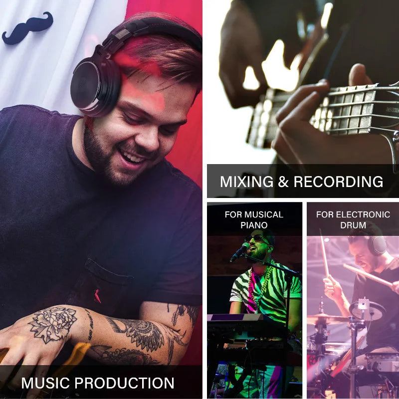 OneOdio Pro Studio Headphones – Wired Over Ear DJ Monitor Headset with Mic (HiFi Bass)