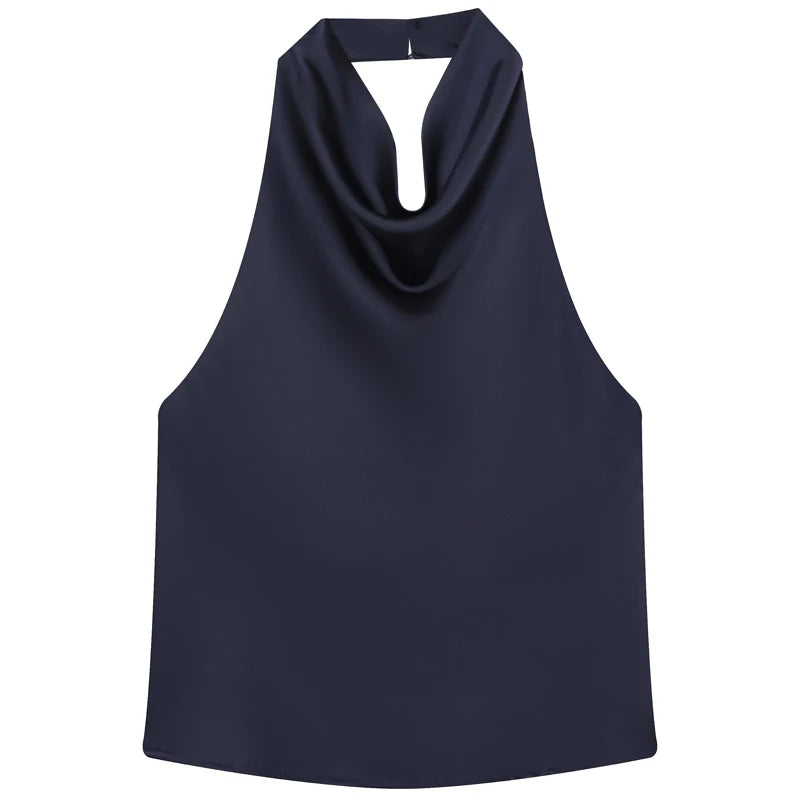Haut corset dos nu à encolure américaine en satin pour femme – Débardeur élégant pour soirée d'été