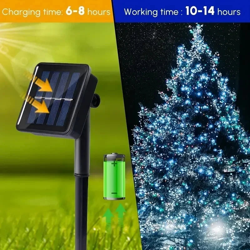 Solar Fairy Lights Outdoor – Waterproof Garden String Lights with 8 Light Modes