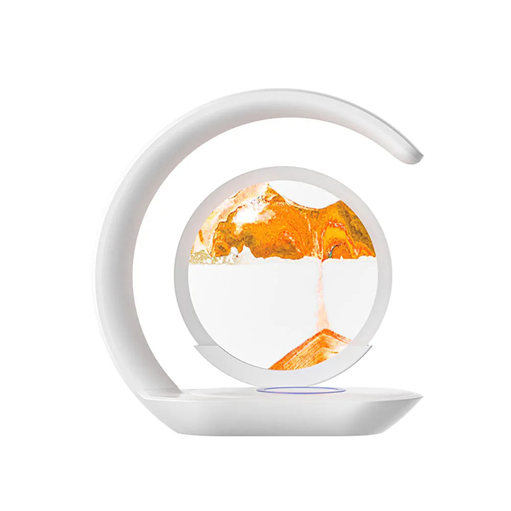 Lampe de table sablier avec chargeur sans fil – Veilleuse art du sable 3D