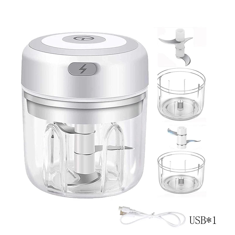 Mini picadora eléctrica de ajos de 100ml/250ml - Machacador USB recargable con potente batería de litio, fácil de usar para carne