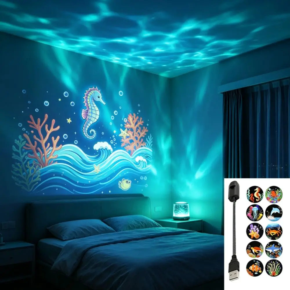360° Ocean Projector Lamp – Rotating Ambient Night Light