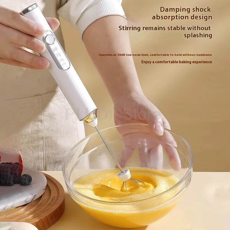Batidora eléctrica USB, espumador de leche y café de mano, licuadora portátil de 3 velocidades, para hacer mantequilla, herramienta de cocina, mezclador de ingredientes
