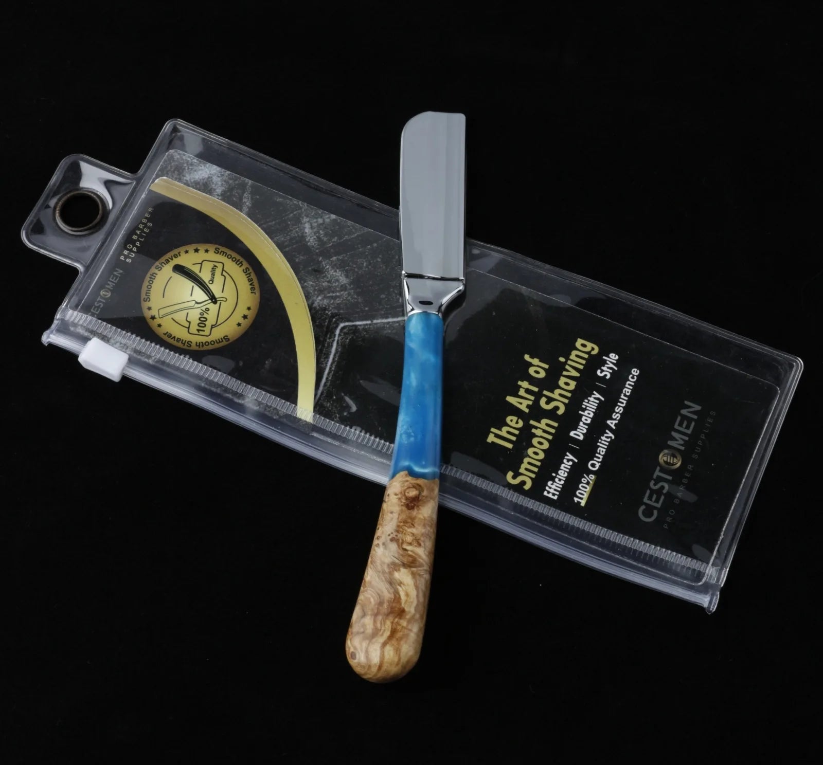 Professional Straight Razor for Men – Wooden Handle Barber Shaving Razor with Stainless Steel Blade