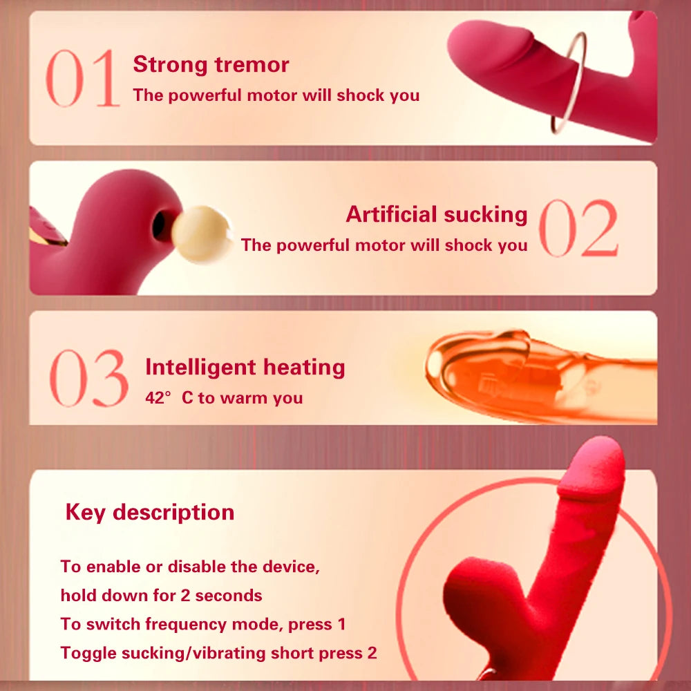 Sucking Vibrator Heating G Spot Vibrating Dildo Massager Vibrator Sucking Clit Stimulator Female Masturbator Sex Toys for Women