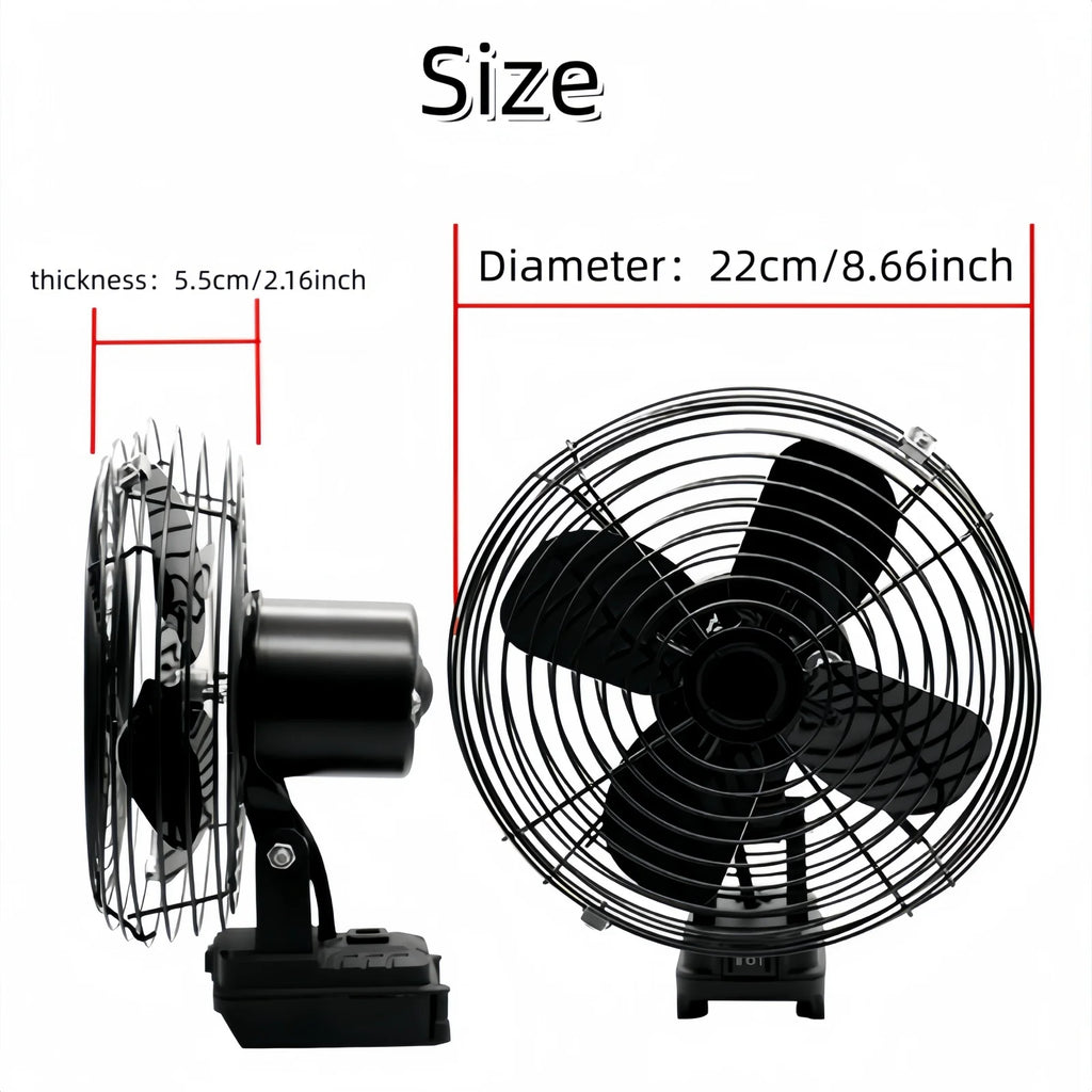 18V Cordless Battery Powered Fan – Portable Strong Wind Camping & Outdoor Fan (Compatible with Makita Battery)