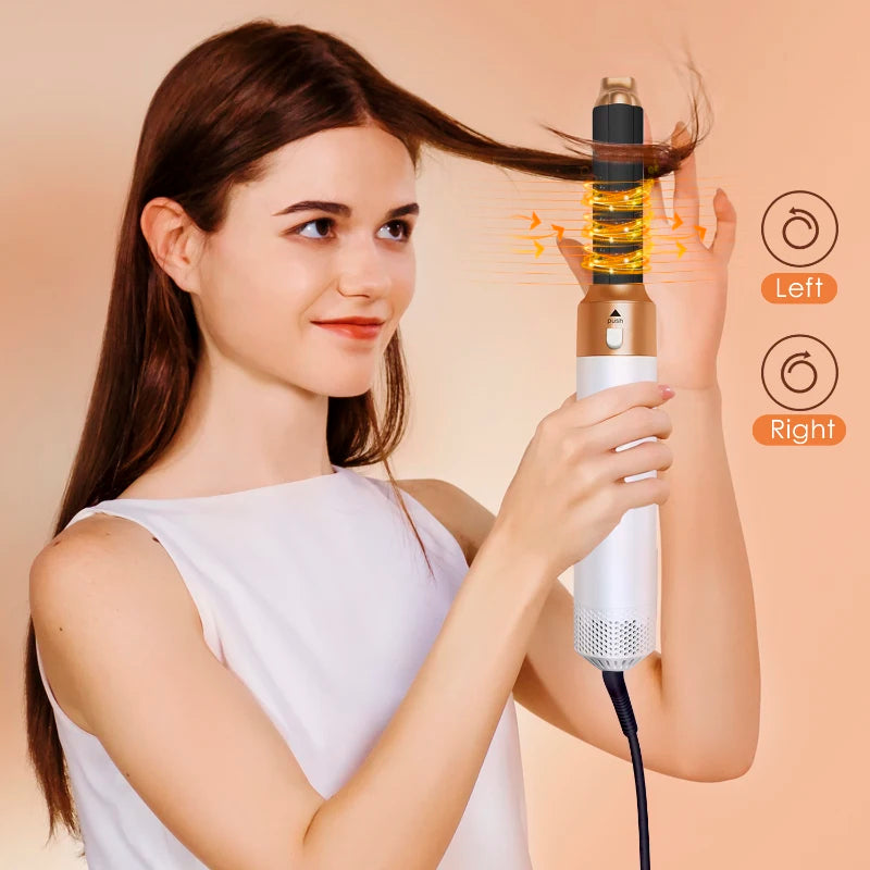 Ensemble brosse à air chaud et outil de coiffage professionnel 5-en-1 – Bouclez, lissez et donnez du volume